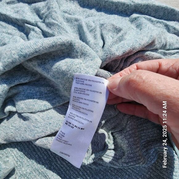 Anthropologie Saturday Sunday Women Small Sweater Green Marled Cinch Tie Sleeves - Picture 7 of 11